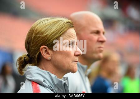 12. Juni 2018 - Cleveland, Ohio, USA - Cleveland, Ohio - Dienstag, 12. Juni 2018: Jill Ellis während eines internationalen Freundschaftsspiels zwischen den Frauen der USA und China PR (CHN) im FirstEnergy Stadium. (Kreditbild: © Brad Smith/ISIPhotos via ZUMA Wire) Stockfoto