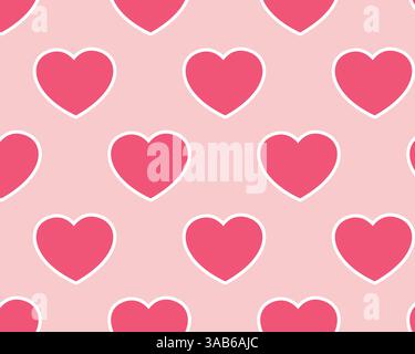 Muster von rosa Cartoon-Herzen. Vektorabbildung. Stock Vektor