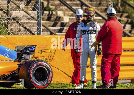 6. März 2018 - Barcelona, Katalonien, Spanien - 6. März 2018 - Circuit de Barcelona-Catalunya, Montmelo, Spanien - Formel 1-Vorsaison 2018; Stoffel Vandoorne vom Team McLaren-Honda, McLaren MCL33 erlitt den zweiten Ausfall im Auto des Tages. (Bild: © Eric Alonso Via ZUMA Wire) Stockfoto