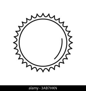 Umreißen Sie die Sonnenform. Rundes Design mit Spikes. Symbol für schwarzen Sonnenschein. Minimale Vektorgrafik. Stock Vektor