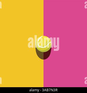 Tennisball auf gelbem und rosa Hintergrund. Vektorabbildung Stock Vektor