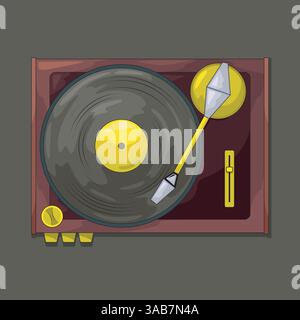Vintage-Plattenspieler mit Vinylscheibe. Vektorabbildung Stock Vektor