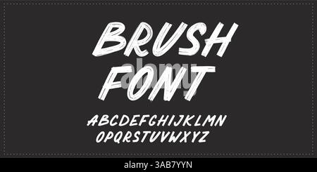 Pinsel Schriftart Buchstabe Buchstabe Alphabet. Handgezeichnete Typografie Kreide Pinsel Alphabet. Handgeschriebener Text mit Kreideschrift und Textur. Vektorabbildung. Stock Vektor