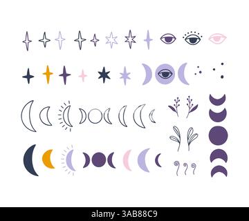 Boho himmlische Vektor-Symbol-Kollektion Stock Vektor