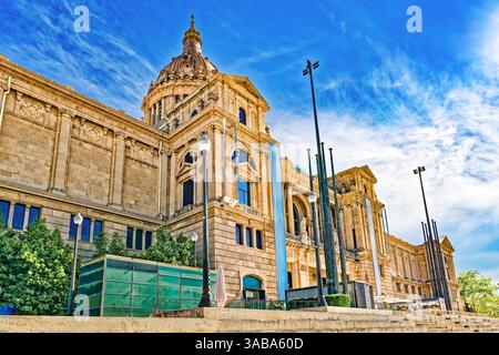 Nationalmuseum von Katalonien, Placa de Espanya Gegend. Barcelona. Spanien. Stockfoto