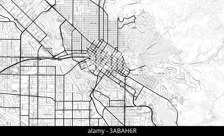 Minimalistische Boise Street Map mit Labels und Stadtvierteln mit vielen Details für Stadtstraßen, Wege und Flecken. Stockfoto