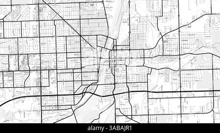 Minimalistische Joliet Street Map mit Labels und Stadtvierteln mit vielen Details für Stadtstraßen, Wege und Flecken. Stockfoto