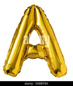 Goldener Buchstabe Ein Ballon isoliert auf weißem Hintergrund Stockfoto