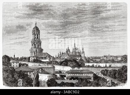 Die Kiewer Höhlen Lavra, das Kloster St. Anthony und Theodosius, Kiew, Ukraine. Zeichnung von Emile Therond (182-1883) Reise ins freie Russland 1869 von William Hepworth Dixon. Le Tour du Monde 1872 Stockfoto