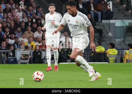 Madrid, Spanien. April 2025. Jude Bellingham von REAL MADRID während des spanischen Pokals, Copa del Rey, Halbfinale, 2. Legs-Fußballspiel zwischen Real Madrid und Real Sociedad am 1. April 2025 im Santiago Bernabéu Stadion in Madrid, Spanien - Foto Laurent Lairys/ABACAPRESS. COM Credit: Abaca Press/Alamy Live News Stockfoto