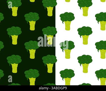 Nahtloses Brokkoli-Muster für Material und andere Oberflächen. Flache Vektor-Illustration für Lebensmitteldesign, Rezept, Kochbuch, Pakete, Menü, Food-Anzeigen und dez Stock Vektor