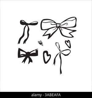 Vektorschwarz-weiß Set von handgezeichneten Bögen. Stock Vektor