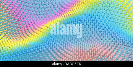 Wellige Oberfläche mit dynamischem Effekt. Molekularer abstrakter Hintergrund. Zellschicht. 3d-Vektorgrafik für Wissenschaft oder Medizin. Stock Vektor