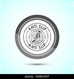 Abbildung mit rutschfestem Symbol. Rutschfestes Sicherheitssymbol, Symbol für Rutschhemmung, Knopfdesign Stock Vektor