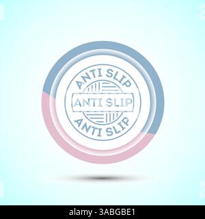 Abbildung mit rutschfestem Symbol. Rutschfestes Sicherheitssymbol, Symbol für Rutschhemmung, Knopfdesign Stock Vektor