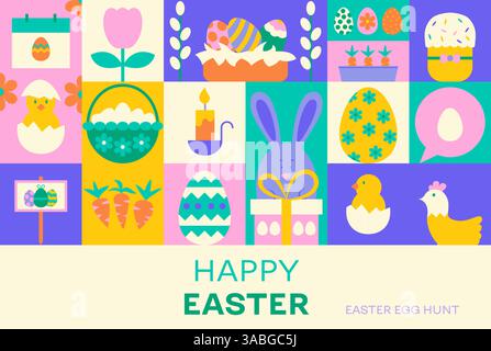 Geometrisches Happy Easter Banner Konzept Stock Vektor