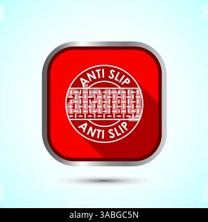 Abbildung mit rutschfestem Symbol. Rutschfestes Sicherheitssymbol, Symbol für Rutschhemmung, Knopfdesign Stock Vektor