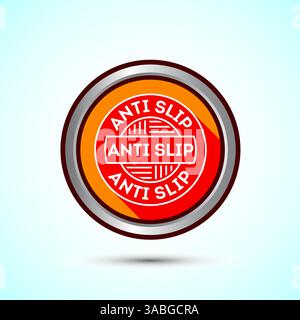 Abbildung mit rutschfestem Symbol. Rutschfestes Sicherheitssymbol, Symbol für Rutschhemmung, Knopfdesign Stock Vektor