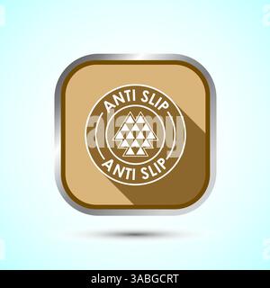Abbildung mit rutschfestem Symbol. Rutschfestes Sicherheitssymbol, Symbol für Rutschhemmung, Knopfdesign Stock Vektor