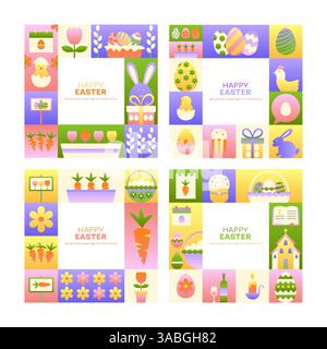 Square Happy Easter Concepts Stock Vektor