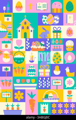 Geometrisches Happy Easter Poster Stock Vektor