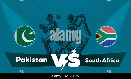Pakistan gegen Südafrika, Südafrika gegen Pakistan Cricket Match Konzept mit kreativer Illustration Stock Vektor