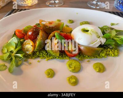 Mozzarella-Käse mit Salat. Stockfoto