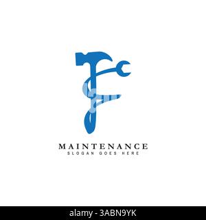 Letter F House Maintenance Logo. Buchstabe F Symbol für Gebäudekonstruktion Stock Vektor