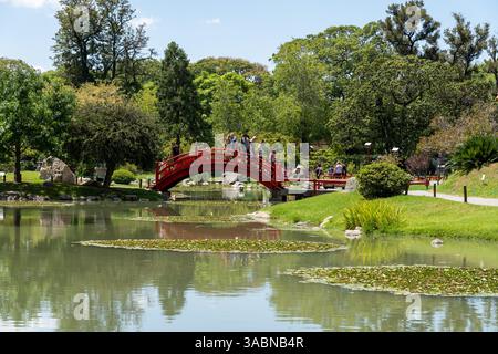 Besucher besuchen den Japanischen Garten in Buenos Aires, Argentinien Stockfoto