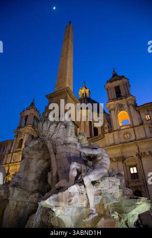 Neptunbrunnen von Bernini auf der Piazza Navona, Rom, Italien Stockfoto