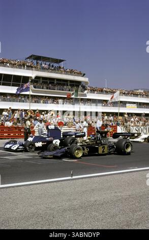 L bis R): Der zweitplatzierte Francois Cevert (FRA) Tyrrell 006 wartet auf den Start in der zweiten Startreihe mit dem erstmaligen Rennsieger Ronnie Peterson (SWE) Lotus 72D.. Grand Prix von Frankreich, Paul Ricard, 1. Juli 1973..Bestes BILD. (Kreditbild: ©Sutton Motorsports/ZUMA Press) Stockfoto