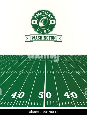City of Washington Stamp, American Football Green Field, Vektor-Illustration abstraktes bearbeitbares Bild, Social Media Post Stock Vektor