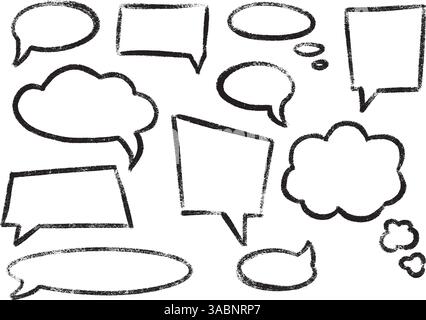 Buntstift-Sprechblasen-Vektor-Set - Hand gezeichnet Kritzelchat Ballonformen, denken Wolkenskizzen. Stock Vektor