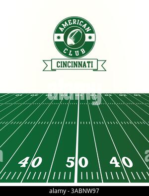 City of Cincinnati Stamp, American Football Green Field, Vektor-Illustration abstraktes bearbeitbares Bild, Social Media Post Stock Vektor