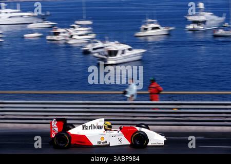 Ayrton Senna (BRA) McLaren MP4/8 erzielte einen sechsten Rekordsieg in Monaco und einen fünften Erfolg in Folge. Großer Preis Von Monaco, Monte Carlo, 23. Mai 1993. BEST IMAGE (Credit Image: ©Sutton Motorsports/ZUMA Press) Stockfoto