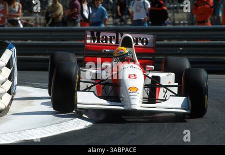 Ayrton Senna (BRA) McLaren MP4/8 erzielte einen sechsten Rekordsieg in Monaco und einen fünften Erfolg in Folge. Großer Preis Von Monaco, Monte Carlo, 23. Mai 1993. (Kreditbild: ©Sutton Motorsports/ZUMA Press) Stockfoto