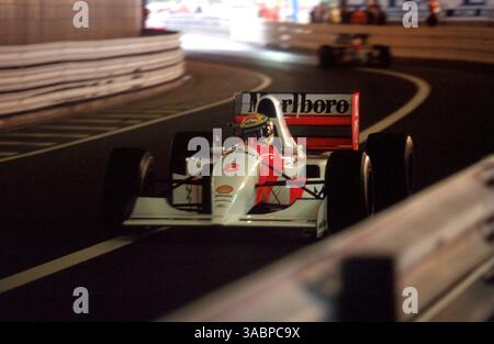 Ayrton Senna (BRA) McLaren MP4/8 erzielte einen sechsten Rekordsieg in Monaco und einen fünften Erfolg in Folge. Großer Preis Von Monaco, Monte Carlo, 23. Mai 1993. (Kreditbild: ©Sutton Motorsports/ZUMA Press) Stockfoto