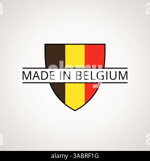 Made in Belgium - Wappen mit belgischer Flagge Stock Vektor