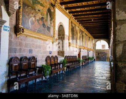Coricancha mit dem Kloster Santo Domingo in Cuzco, Perú. Stockfoto