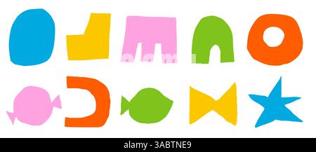 Farbenfrohe Collage mit abstrakten Formen im Pop-Art-Stil für kreatives Design Stock Vektor