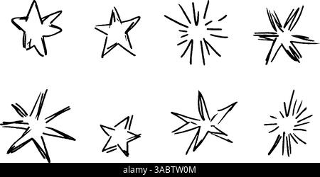 Handgezeichnete Star Shapes Kollektion Stock Vektor