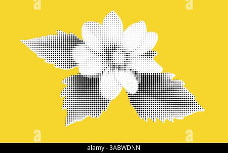 Stilisierte Blume mit Punktmuster auf gelbem Hintergrund Stock Vektor