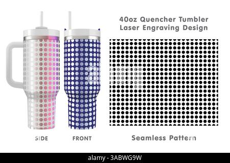 Nahtlose Lasergravur für 40-ml-Becher. Abstraktes, kachelbares Muster. Volle Becherfolie. Vektorabbildung. Stock Vektor