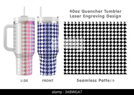 Nahtlose Lasergravur für 40-ml-Becher. Abstraktes, kachelbares Muster. Volle Becherfolie. Vektorabbildung. Stock Vektor