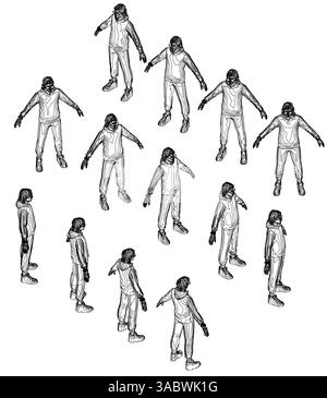 Eine Gruppe von Leuten steht in einer Brille. Isometrische Ansicht Stock Vektor