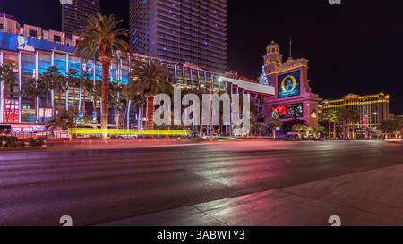 Nachtblick auf Bellagio Las Vegas, ein Resort, Luxushotel und Kasino auf dem Las Vegas Strip Stockfoto
