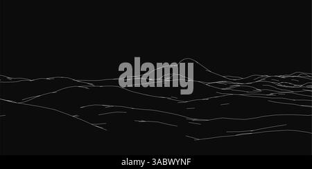 Das Bild ist ein Schwarzweiß einer Kurve mit vielen Linien. Die Linien sind im gesamten Bild verstreut und erzeugen ein Gefühl von Bewegung und Energie Stock Vektor