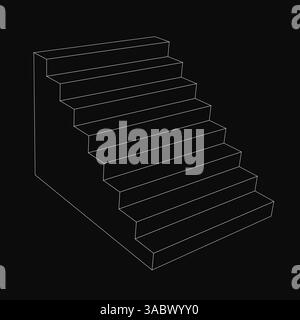 Eine Treppe ist in Schwarz-weiß dargestellt. Die Treppe besteht aus vielen Stufen, und es ist ein sehr einfaches Design. Das Bild wirkt minimalistisch Stock Vektor