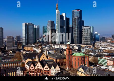 Skyline und Altstadt, Frankfurt am Main Stockfoto