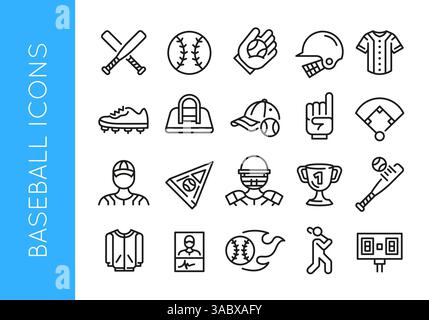 Baseball-Icons Set Stock Vektor